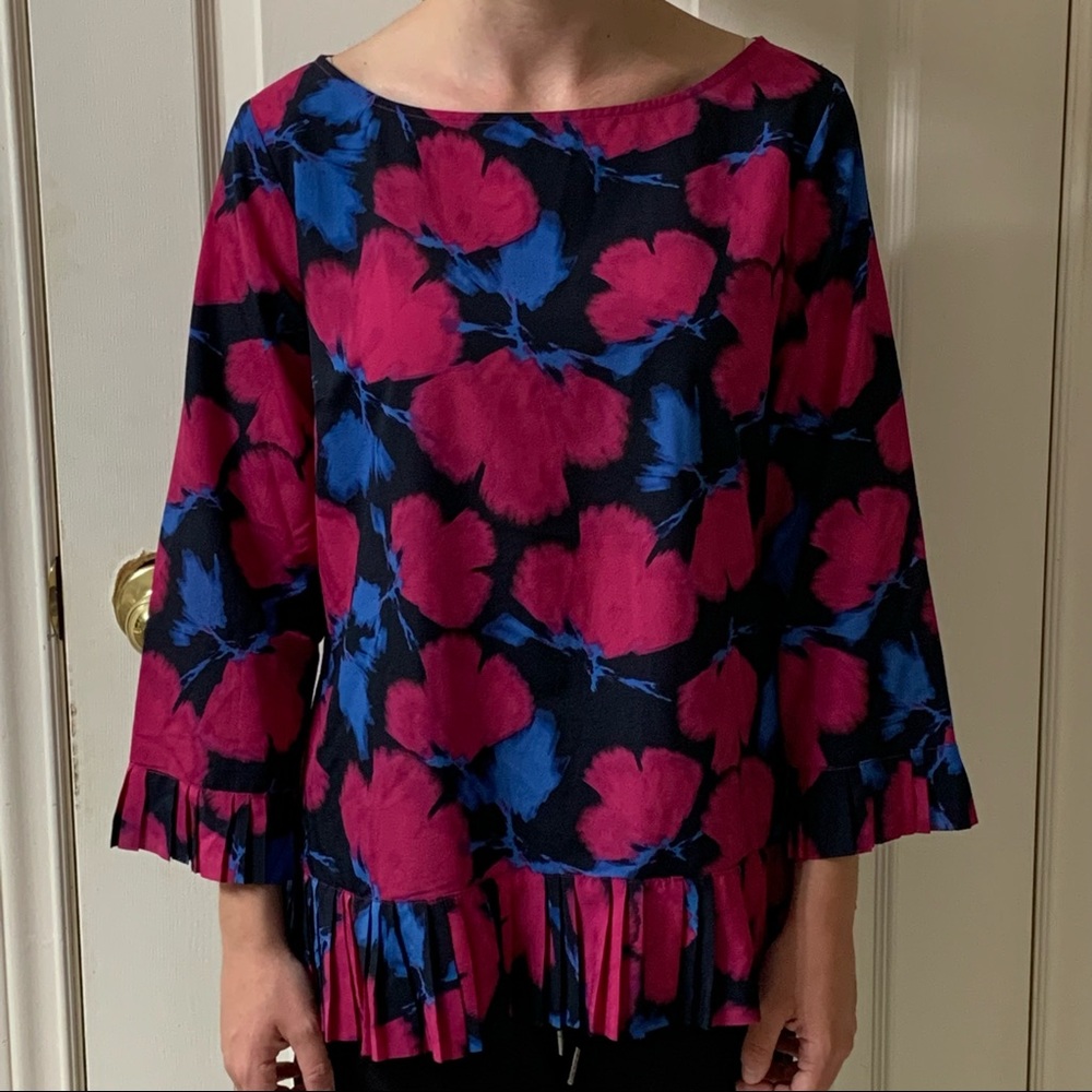 🌷3 for $25🌷Banana Republic, US S, Pink, Blue & Black 3/4 Ruffle Sleeve Top